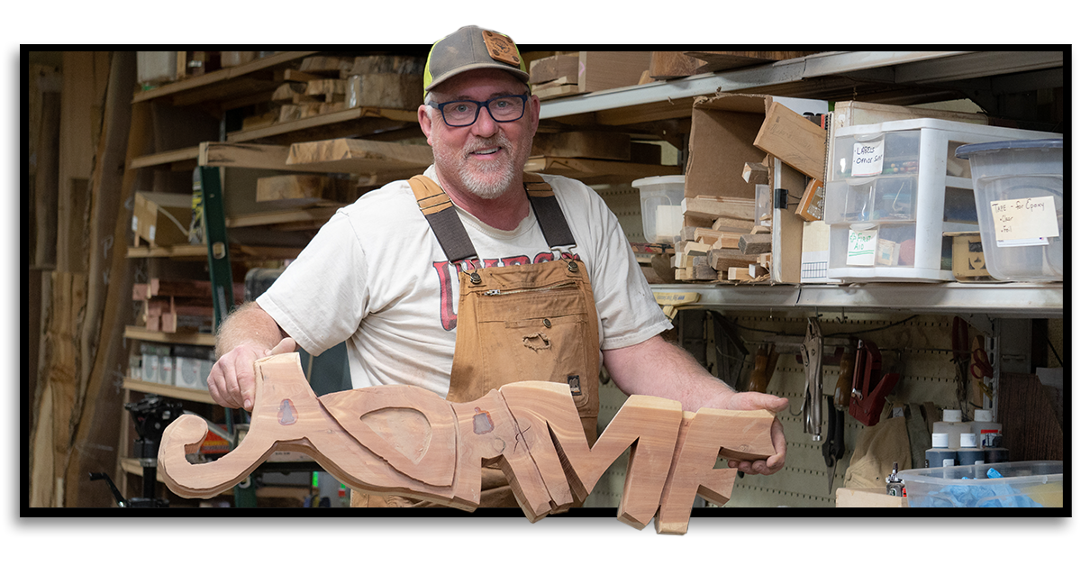 Mike Fanslau with some custom cuts of lumber